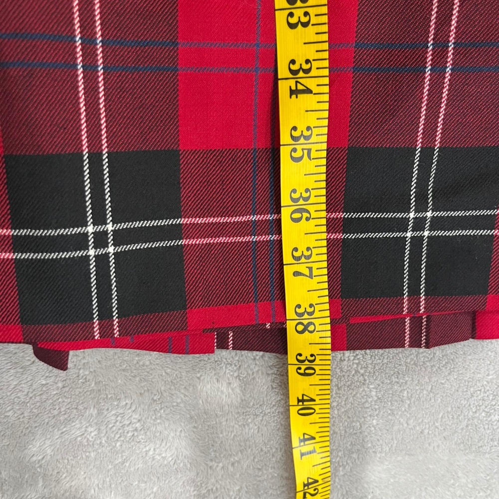Vtg Talbots Plaid Wrap Skirt Womens 8 Red Wool Maxi Kilt Fringe USA Academia - Picture 7 of 8